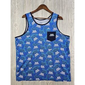 Bud Light Beer Tank Top Men's XL All Over Print Summer Beach Party Lightweight‎